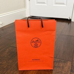 Hermes Vibrant Orange Bag with Brown Handles